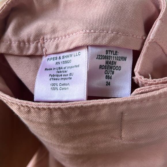 Veronica Beard Robbie Button-Front Canvas Cotton Rosewood Pink Shorts Size 24 - Picture 8 of 8